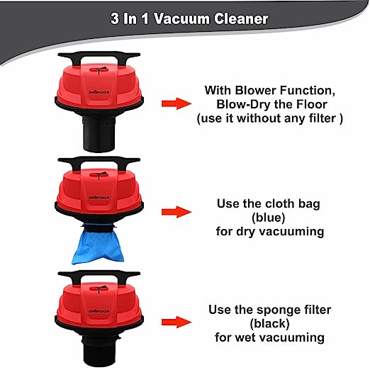 Mellerware INALSA Vacuum Cleaner Wet and Dry 1200 Watt- MWVC 01 with 3in1 Multifunction Wet/Dry/Blowing| 14KPA Suction and Impact Resistant Polymer Tank,(Black/Red), (Wet & Dry MWVC 01) Mellerware INALSA Vacuum Cleaner Wet and Dry 1200 Watt- MWVC 01 with 3in1 Multifunction Wet/Dry/Blowing| 14KPA Suction and Impact Resistant Polymer Tank,(Black/Red), (Wet & Dry MWVC 01)